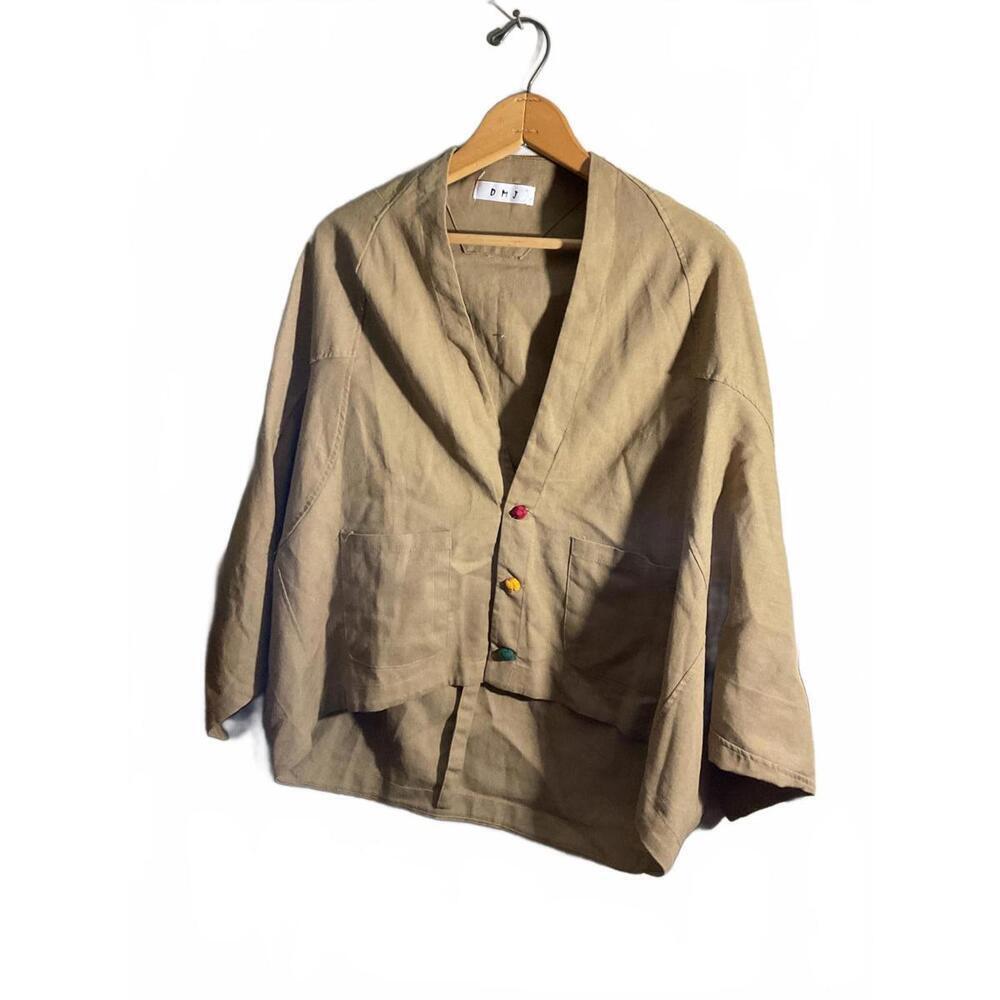 DMY Beige Art to Wear Boho Whimsy Jacket with Colorful Buttons OS